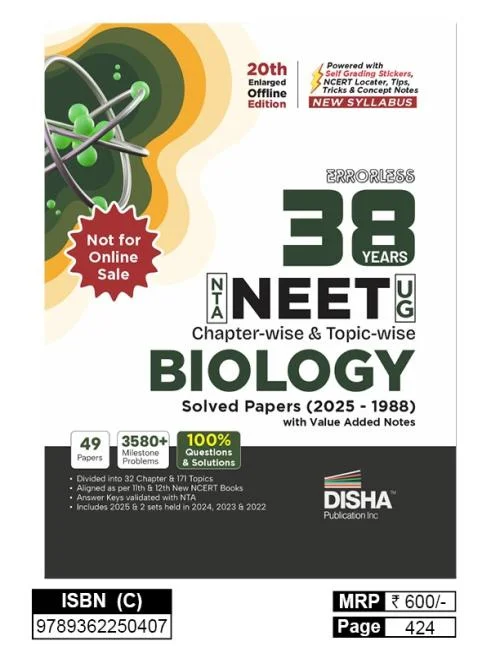 Disha Errorless 38 Years NTA NEET (UG) Chapter-wise & Topic-wise Biology PYQ (2025 - 1988) Book Solved Papers New NCERT Syllabus Errorless Biology NEET Value Added Notes