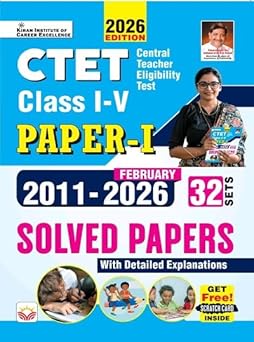 CTET Paper 1 Class 1 to 5 From 2011 to February 2026 Solved Papers 32 Sets (English Medium)