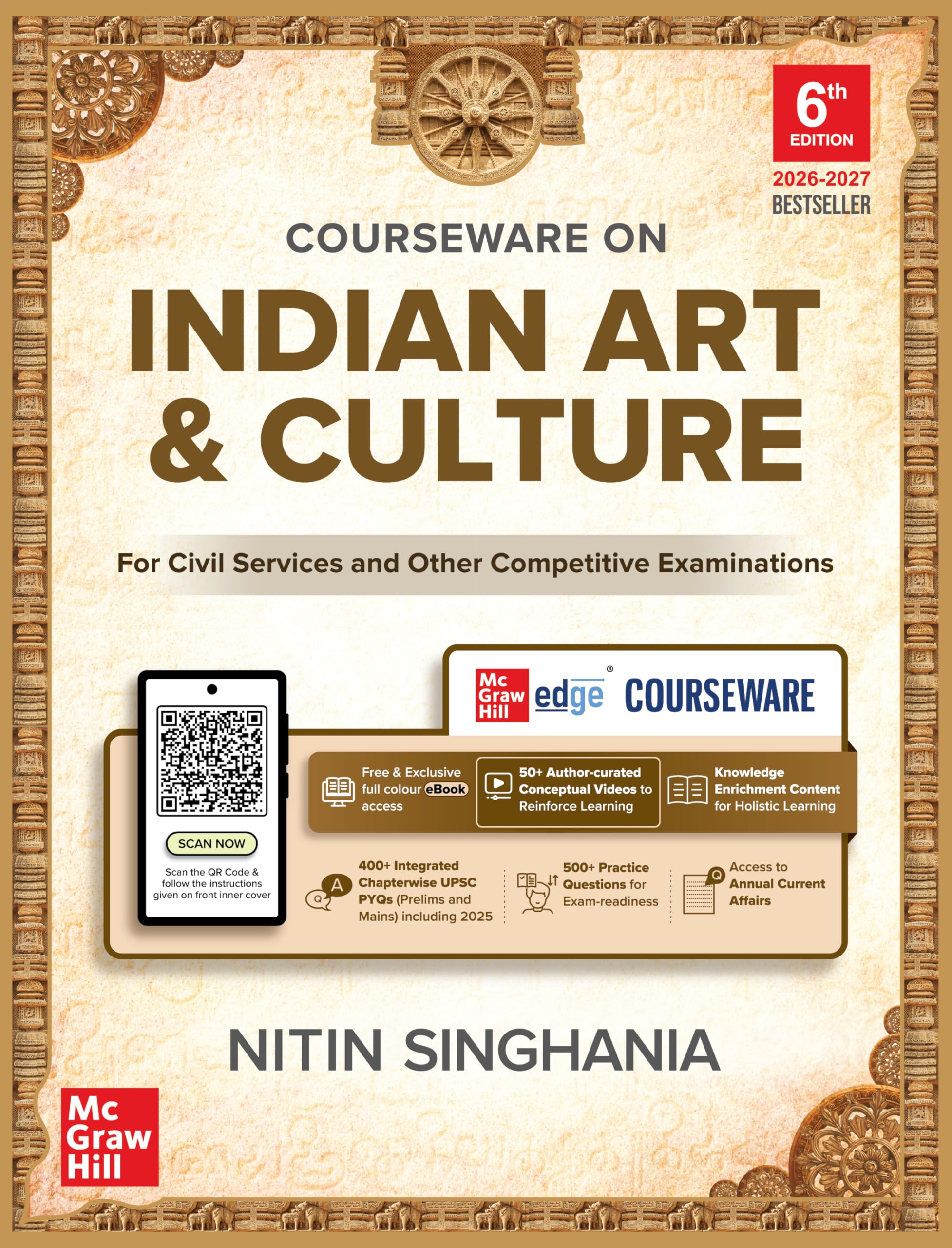 Indian Art and Culture Courseware, 6e by Nitin Singhania (IAS) for UPSC CSE 2026 | 400+ Solved Previous Years’ Questions (2013–2025) | 500+ CBT-based Practice Questions | 50+