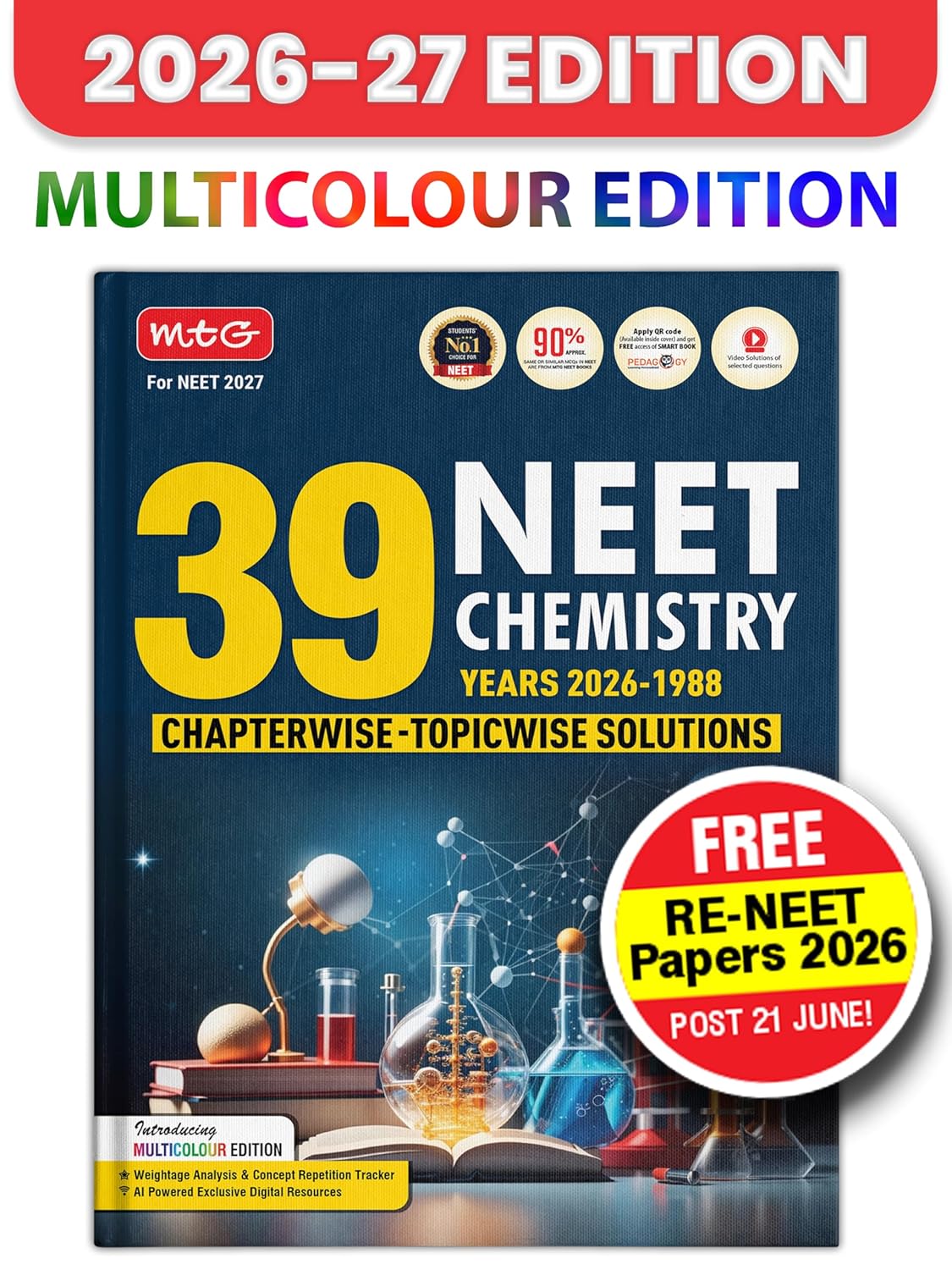 MTG NEET PYQ 39 Years Chemistry Book For 2026-2027 Exam | Chapterwise Topicwise Solved Question Papers | Free Video Solutions | AI Powered Digital Resource