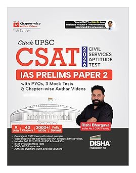 Disha Crack UPSC CSAT 2026 Civil Services Aptitude Test IAS Prelims Paper 2 with PYQs, 3 Mock Tests & Chapter-wise Author Videos 11th Edition | Highly Useful for State PSC Exams