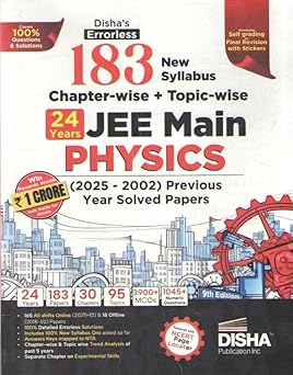 DISHA'S ERRORLESS 183 CHAPTER - WISE + TOPIC - WISE 24 YEARS JEE MAIN PHYSICS (2025 - 2002) PREVIOUS YEAR SOLVED PAPERS