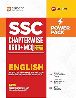 Arihant SSC English Book 2026 | Chapterwise 8600+ MCQs | PYQs Till Jan 2026 for CGL, CHSL, CPO, MTS, GD | Revision, Detailed Solutions | Power Pack 2nd Edition+ Free Digital Support