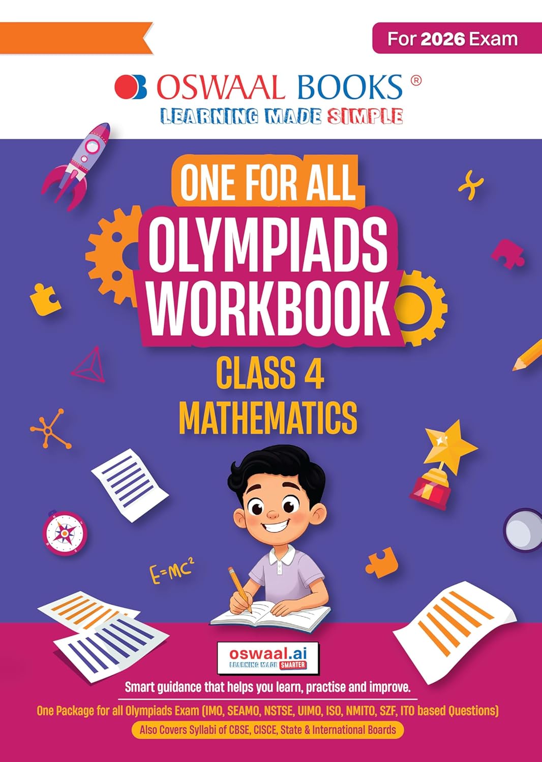 Oswaal One For All Olympiads Workbook Class 4 Maths | Questions for SOF IMO & Other Olympiad Exams 2026 | With Sample Practice Papers & Oswaal.